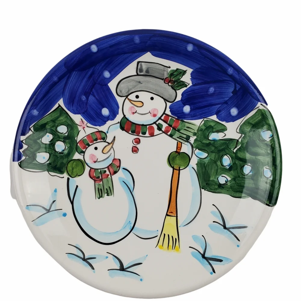 World Bazaar snowman ceramic plate 9 in